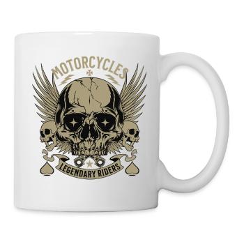 Biker Skull Design Crâne de Moto Légendaire - Mug blanc - blanc - Droite