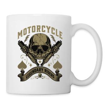 Biker Totenkopf mit Flammen und Zündkerzen Artwork - Tasse - Weiß - Rechts