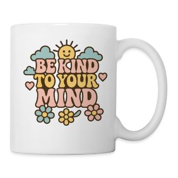 Vintage Mental Health Design with Flowers and Heart - Mug - white - Right