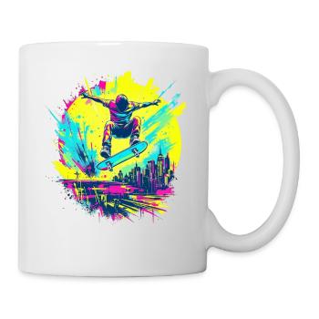 Neon Skater – Ride or Die Graffiti Style - Mug - white - Right