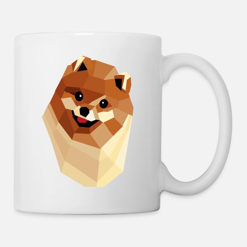 Pomeranian Low Poly — Geometric Portrait - Mug - white