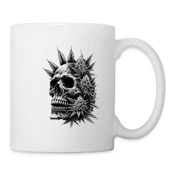 Crâne Feuilles de chanvre Crâne défoncé 420 Cannabis - Mug blanc - blanc - Droite