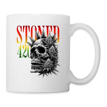 Stoned 420 Skull – Weed & Skull - Tasse - Weiß - Rechts