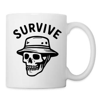 Überleben - Schädel - Tasse - Weiß - Rechts