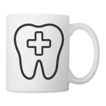 Dental Care Line Icon – Tooth with Medical Cross  - Mug - white - Right