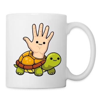 Playful Left Handed Turtle Cartoon Design - Mug - white - Right