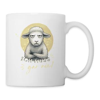 Ich muss – gar nix! Lustiges Schaf Motiv - Tasse - Weiß - Rechts
