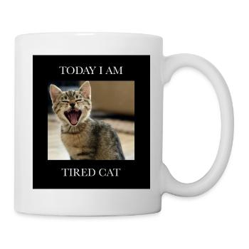 Chaton fatigué avec texte d’humour - Mug blanc - blanc - Droite