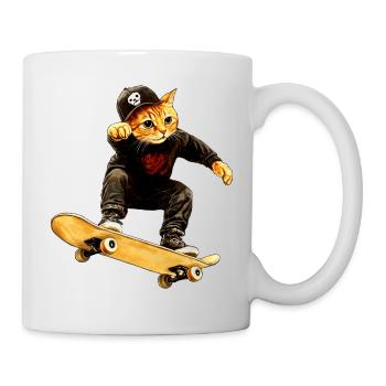 Cat Skateboarder / Skater Cat - Mug - white - Right