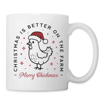 Huhn Frohe Weihnachten Land lustiges Bauernhoftier - Tasse - Weiß - Rechts