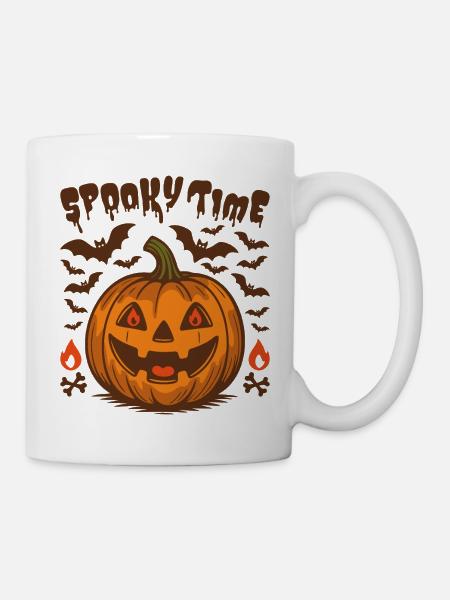 Spooky Time Pumpkin – Creepy Halloween Design - Mug - white