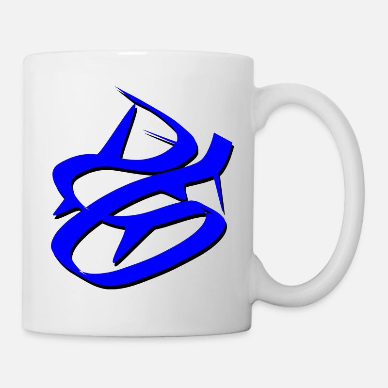 Dynamisches blaues Graffiti-Design - Tasse - Weiß
