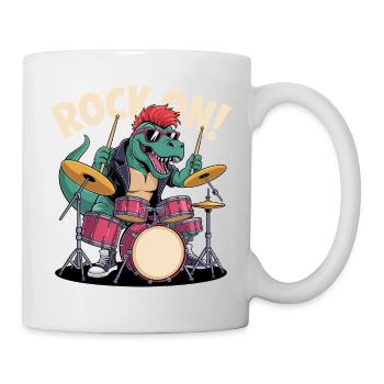 Batteur de dinosaure T-Rex punk rock - Percussions - Mug blanc - blanc - Droite