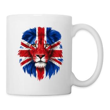 Lion with Union Jack Face Art - Mug - white - Right