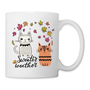  Katzen im Herbstlaub - Tasse - Weiß - Rechts