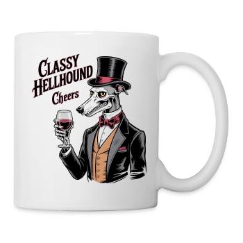 Classy Hellhound with Wine Glass - Mug - white - Right