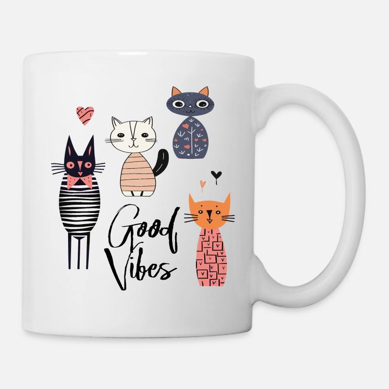  Katzen  Gute Laune  - Tasse - Weiß