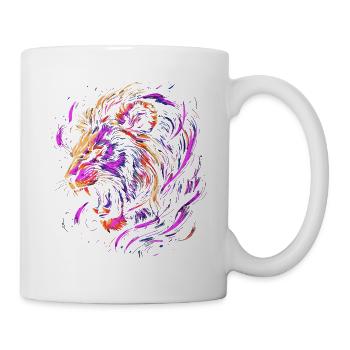 Lion Colorful Lion Head Neon Colorful Predator Art - Mug - white - Right
