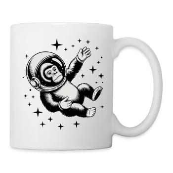 Affe im Weltraum - Cooles Astronomie-Logo - Tasse - Weiß - Rechts