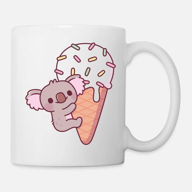 Drôle de koala s’accrochant à un cornet de crème glacée - Mug blanc - blanc