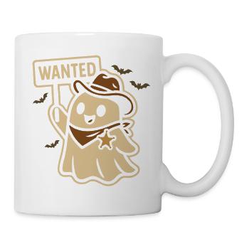 Halloween Geist Cowboy Wanted Design - Tasse - Weiß - Rechts