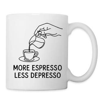 Plus d'espresso, moins de depresso pour les amateurs d'espresso - Mug blanc - blanc - Droite