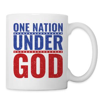 Patriotic design with US flag and hand - Mug - white - Right