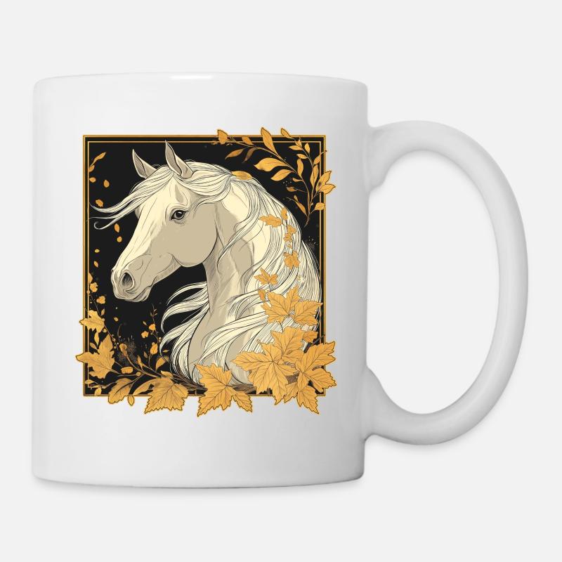 Pferd Herbst - Tasse - Weiß