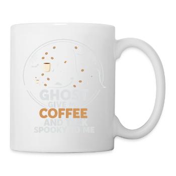 Gruseliger Geist mit Kaffee und Chat-Design - Tasse - Weiß - Rechts