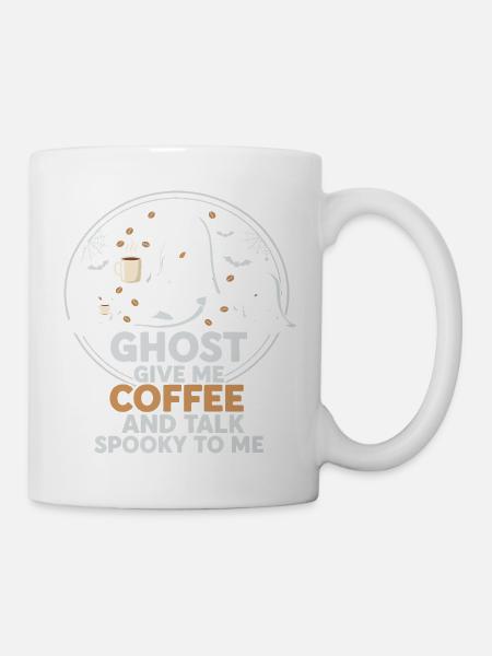 Gruseliger Geist mit Kaffee und Chat-Design - Tasse - Weiß