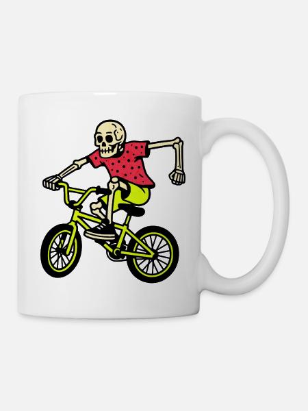 Squelette de BMX néon en figures – ambiance rétro - Mug blanc - blanc