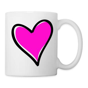 Leuchtendes Pinkes Herzmotiv - Tasse - Weiß - Rechts
