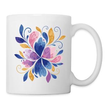 Elegantes Schmetterlings-Blumendesign - Tasse - Weiß - Rechts