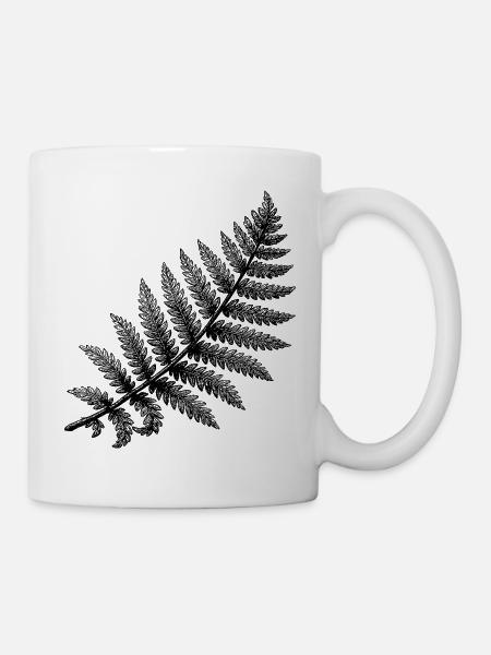Schwarze abstrakte Blumenillustration - Tasse - Weiß