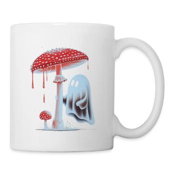 Spooky Ghost with Bloody Red Mushroom - Mug - white - Right
