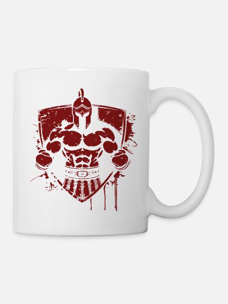 Krieger in Rüstung mit Schild - Tasse - Weiß
