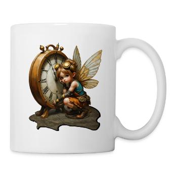 Steampunk Fairy with Antique Clock - Mug - white - Right
