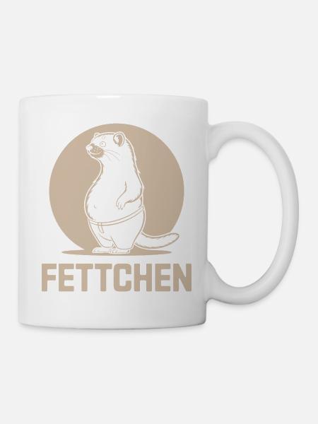 Lustiges Frettchen Essen Bierbauch Fettchen - Tasse - Weiß