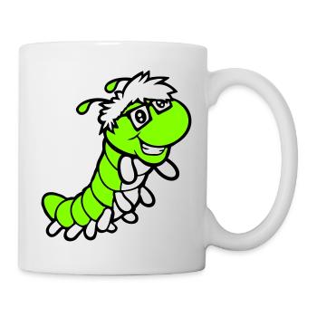 Nerd Caterpillar Intelligent Geek Worm Horn-rimmed Glasses Smart - Mug - white - Right