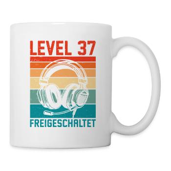 37th Birthday Men Gamer Level 37 Unlocked - Mug - white - Right