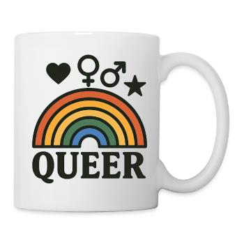Regenbogen Symbol mit LGBTQ+ Icons - Tasse - Weiß - Rechts
