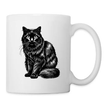 Black Cat Portrait in Contrasting Illustration - Mug - white - Right
