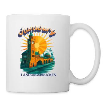 Hamburg Michel Shirt – St. Michaelis Kirche Retro  - Tasse - Weiß - Rechts