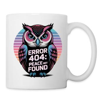 Friedlicher Eulen-Fehler 404 T-Shirt - Tasse - Weiß - Rechts
