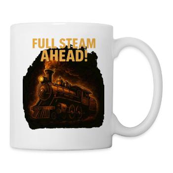 Steam locomotive, motif with fire and smoke - Mug - white - Right