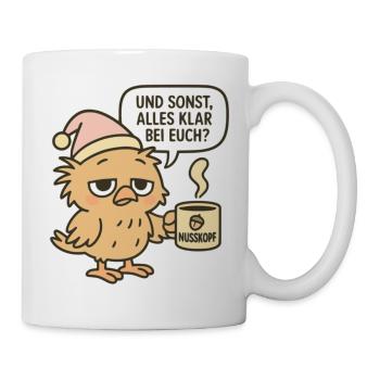 Humorous morning grouch bird - saying and coffee - Mug - white - Right