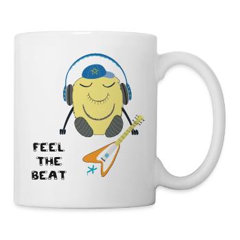 Comic Figur mit Kopfhörern und Gitarre - Tasse - Weiß - Rechts