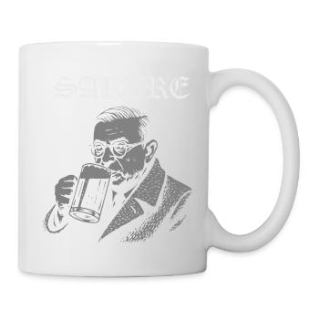 Vintage Sartre Drinking Beer Illustration - Mug - white - Right