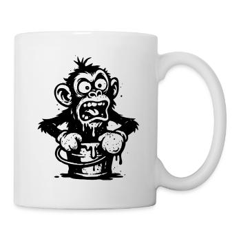 Monkey in a Bucket | Shocked monkey with dripping design - Mug - white - Right