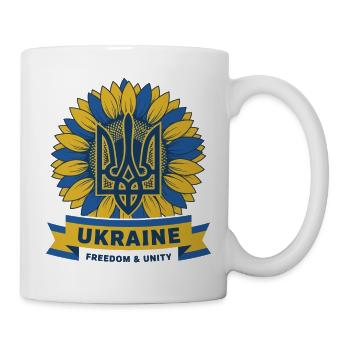 Ukrainisches Sonnenblumen-Emblem - Tasse - Weiß - Rechts